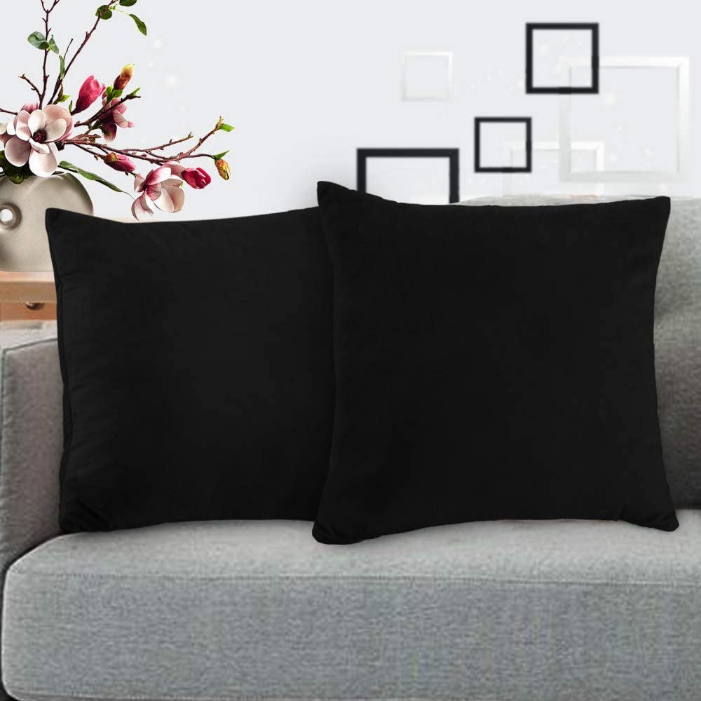 iCOVER Throw Pillow Covers Pack of 2, Square Velvet Decorative Cushion Cases, Soft Throw Pillow Cases for Couch Sofa Bed Bench Car,16"x16",Beige