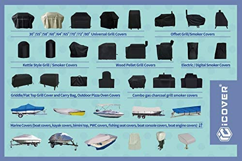 iCOVER Trailerable Boat Cover, 600D Heavy Duty Boat Cover Fits V-Hull Center Console Boat, Boat Cover Support Pole Included