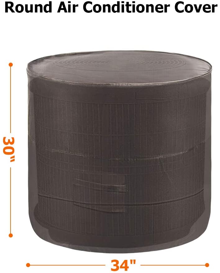 iCOVER Air Conditioner Cover for Outside Units 34 x 30 inches Heavy Duty Premium 600D Water Proof Ripstop Fabric - Outdoor Round AC Covers