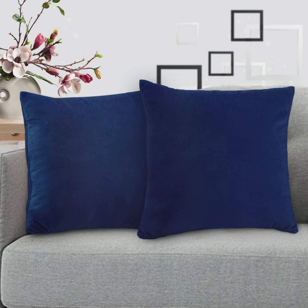 iCOVER Throw Pillow Covers Pack of 2, Square Velvet Decorative Cushion Cases, Soft Throw Pillow Cases for Couch Sofa Bed Bench Car,16"x16",Beige