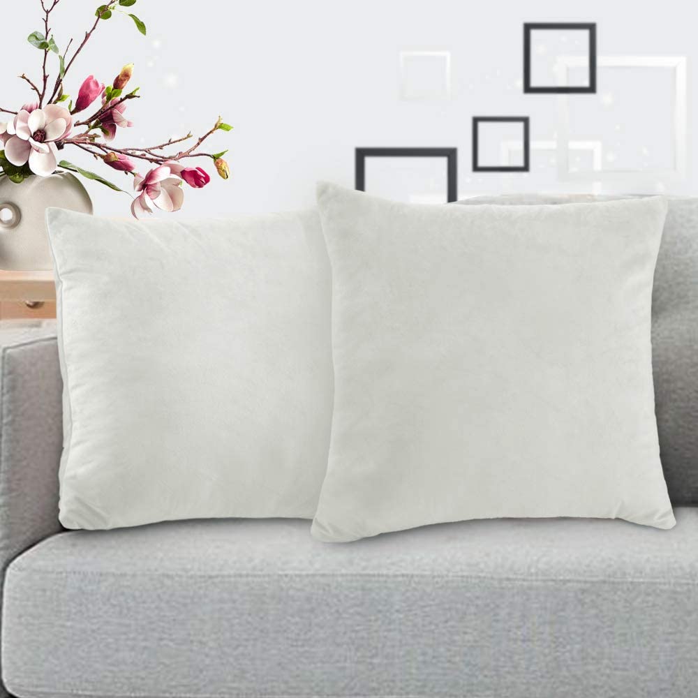 iCOVER Throw Pillow Covers Pack of 2, Square Velvet Decorative Cushion Cases, Soft Throw Pillow Cases for Couch Sofa Bed Bench Car,16"x16",Beige