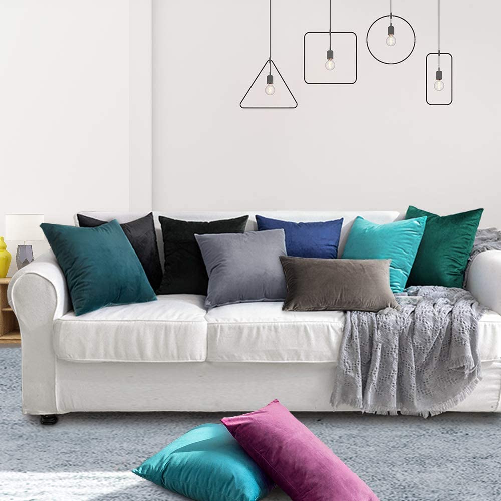 iCOVER Throw Pillow Covers Pack of 2, Square Velvet Decorative Cushion Cases, Soft Throw Pillow Cases for Couch Sofa Bed Bench Car,16"x16",Beige