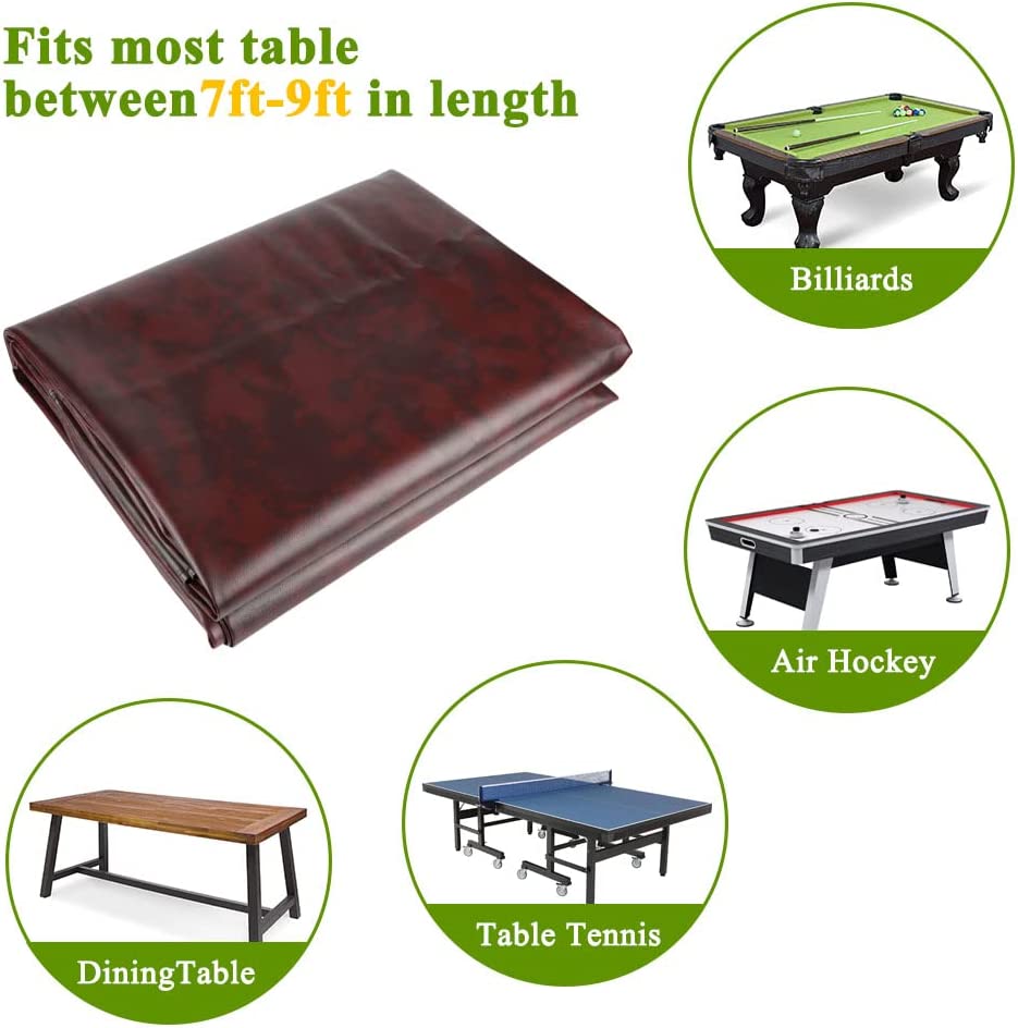 iCOVER Pool Table Cover Outdoor Heavy Duty Leatherette Waterproof Billiard Table Covers 7ft 8ft 9ft