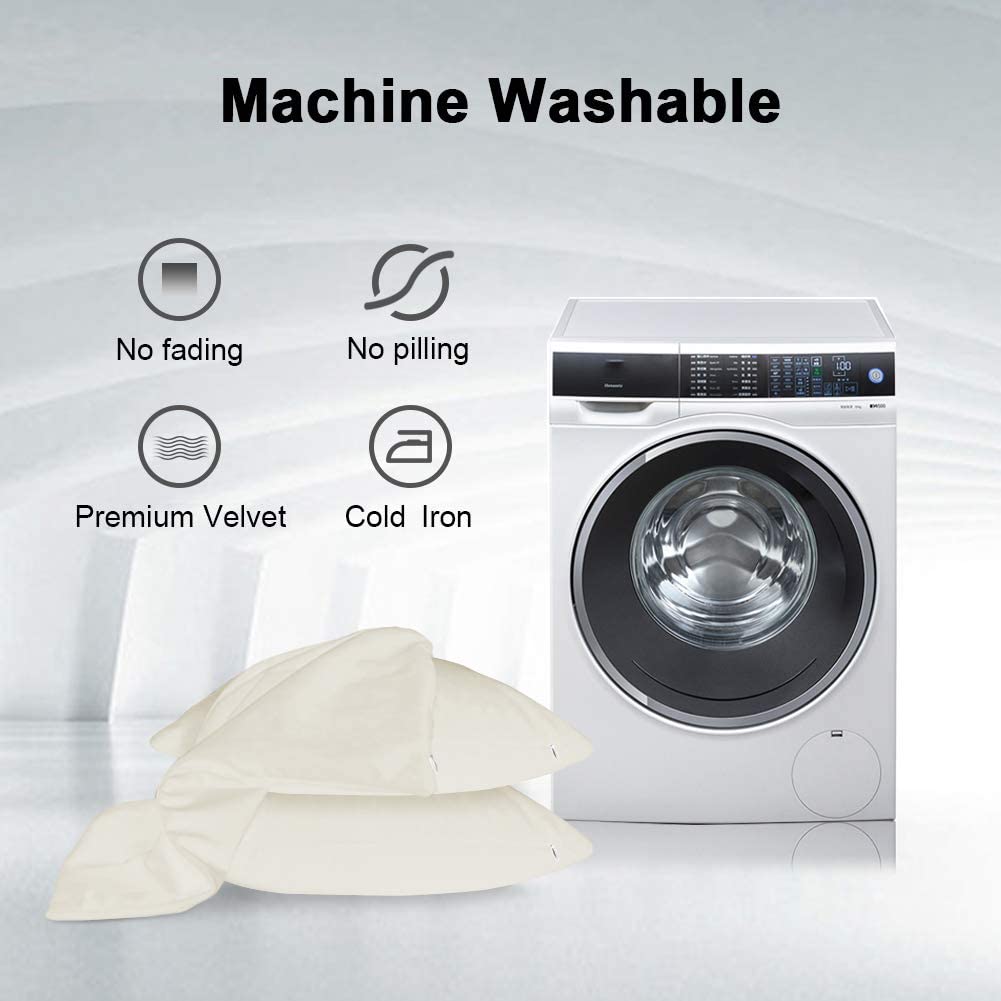 iCOVER Throw Pillow Covers Pack of 2, Square Velvet Decorative Cushion Cases, Soft Throw Pillow Cases for Couch Sofa Bed Bench Car,16"x16",Beige