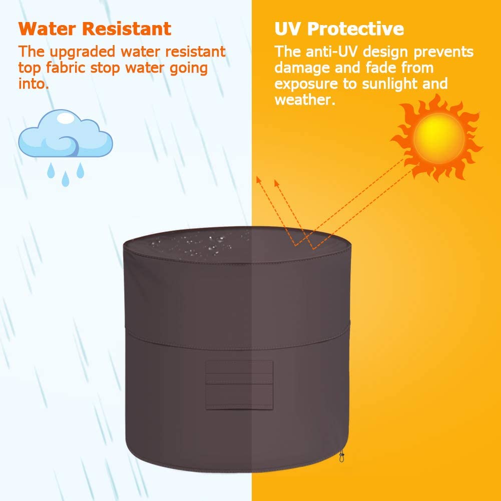 iCOVER Air Conditioner Cover for Outside Units 34 x 30 inches Heavy Duty Premium 600D Water Proof Ripstop Fabric - Outdoor Round AC Covers