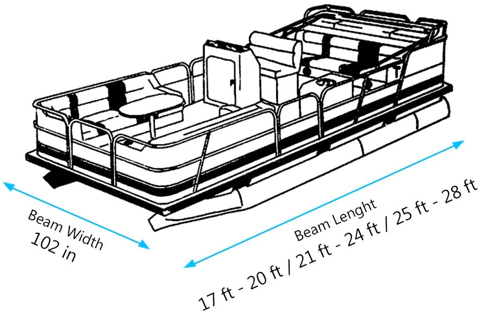 iCOVER Trailerable Pontoon Boat Cover, Fits 17 to 28ft Long & Beam Width up to 102in Pontoon Boat with Storage Bag