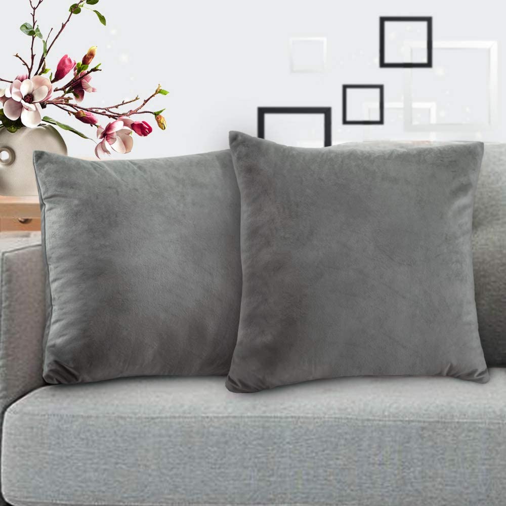 iCOVER Throw Pillow Covers Pack of 2, Square Velvet Decorative Cushion Cases, Soft Throw Pillow Cases for Couch Sofa Bed Bench Car,16"x16",Beige