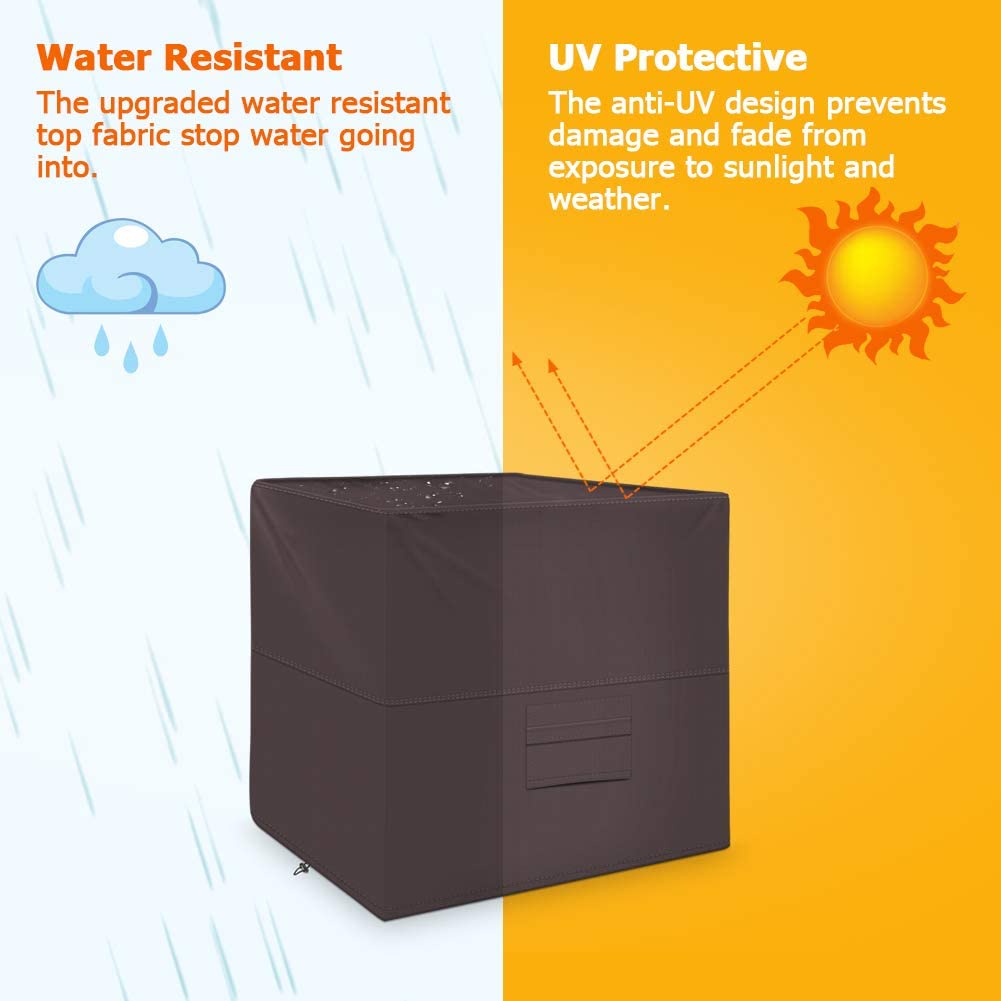 iCOVER Air Conditioner Cover for Outside Units 34 x 34 x 30 inches Heavy Duty Premium 600D Water Proof Ripstop Fabric - Outdoor Square AC Covers
