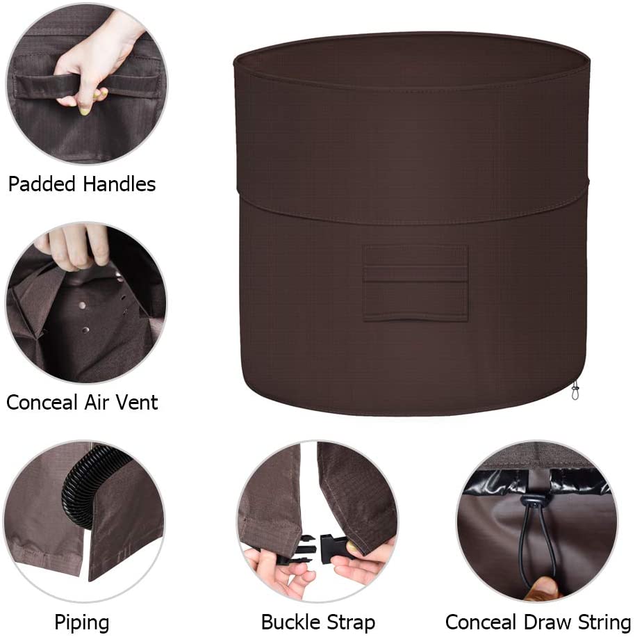 iCOVER Air Conditioner Cover for Outside Units 34 x 30 inches Heavy Duty Premium 600D Water Proof Ripstop Fabric - Outdoor Round AC Covers