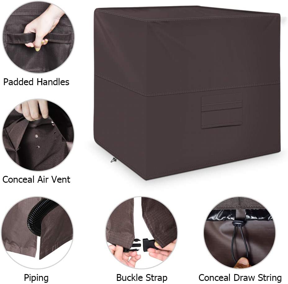 iCOVER Air Conditioner Cover for Outside Units 34 x 34 x 30 inches Heavy Duty Premium 600D Water Proof Ripstop Fabric - Outdoor Square AC Covers