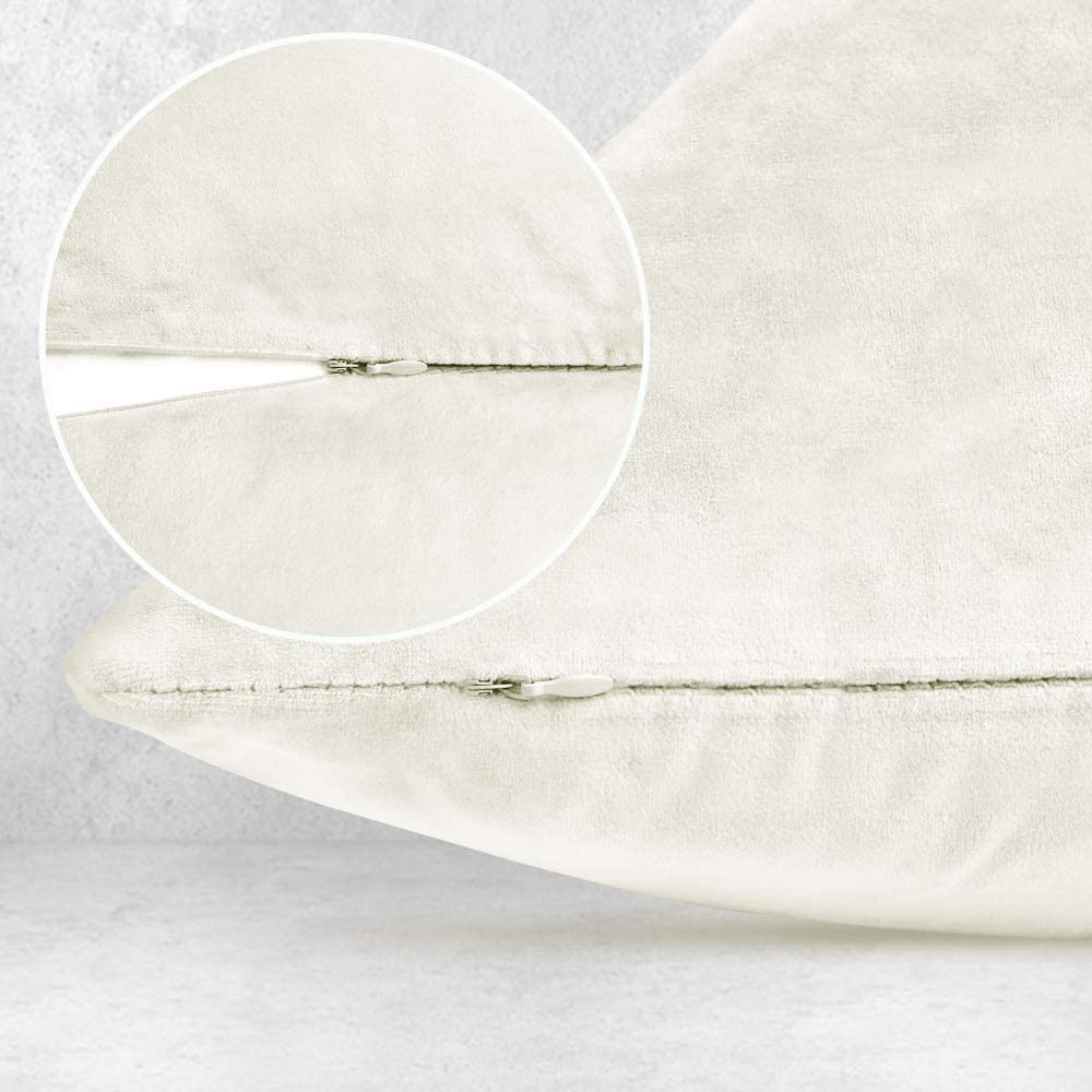 iCOVER Throw Pillow Covers Pack of 2, Square Velvet Decorative Cushion Cases, Soft Throw Pillow Cases for Couch Sofa Bed Bench Car,16"x16",Beige