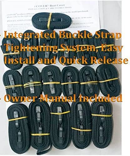 iCOVER Trailerable Boat Cover, 600D Heavy Duty Boat Cover Fits V-Hull Center Console Boat, Boat Cover Support Pole Included