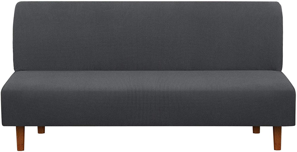 Armless Futon Slipcover, iCOVER High Stretchy Sofa Bed Couch Cover, Machine Washable Spandex Jacquard Fabric