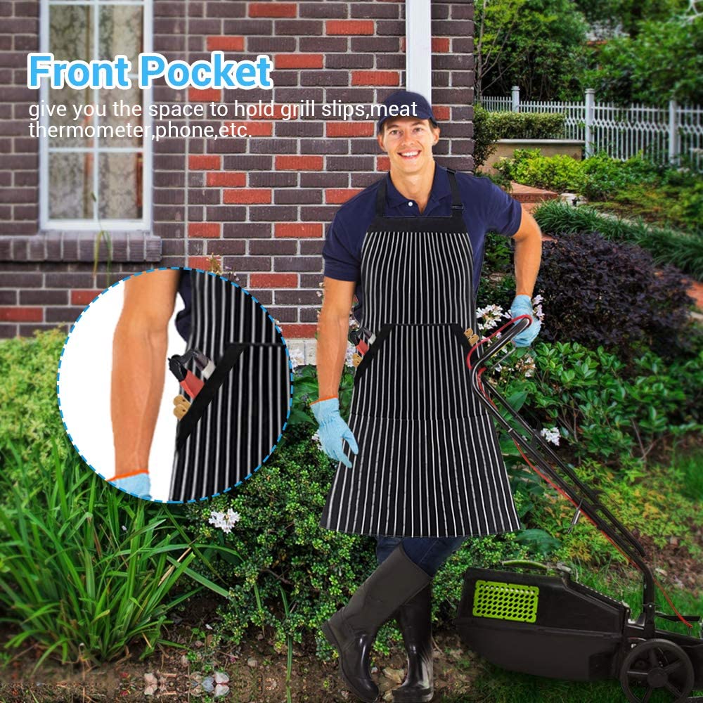 i COVER 2 Pack Bib Apron - Classic Chalk Stripe Apron