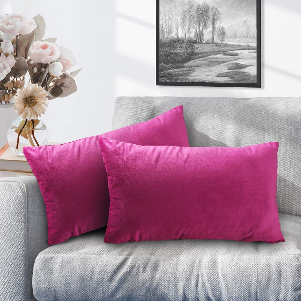 iCOVER Throw Pillow Covers Pack of 2, Square Velvet Decorative Cushion Cases, Soft Throw Pillow Cases for Couch Sofa Bed Bench Car,16"x16",Beige