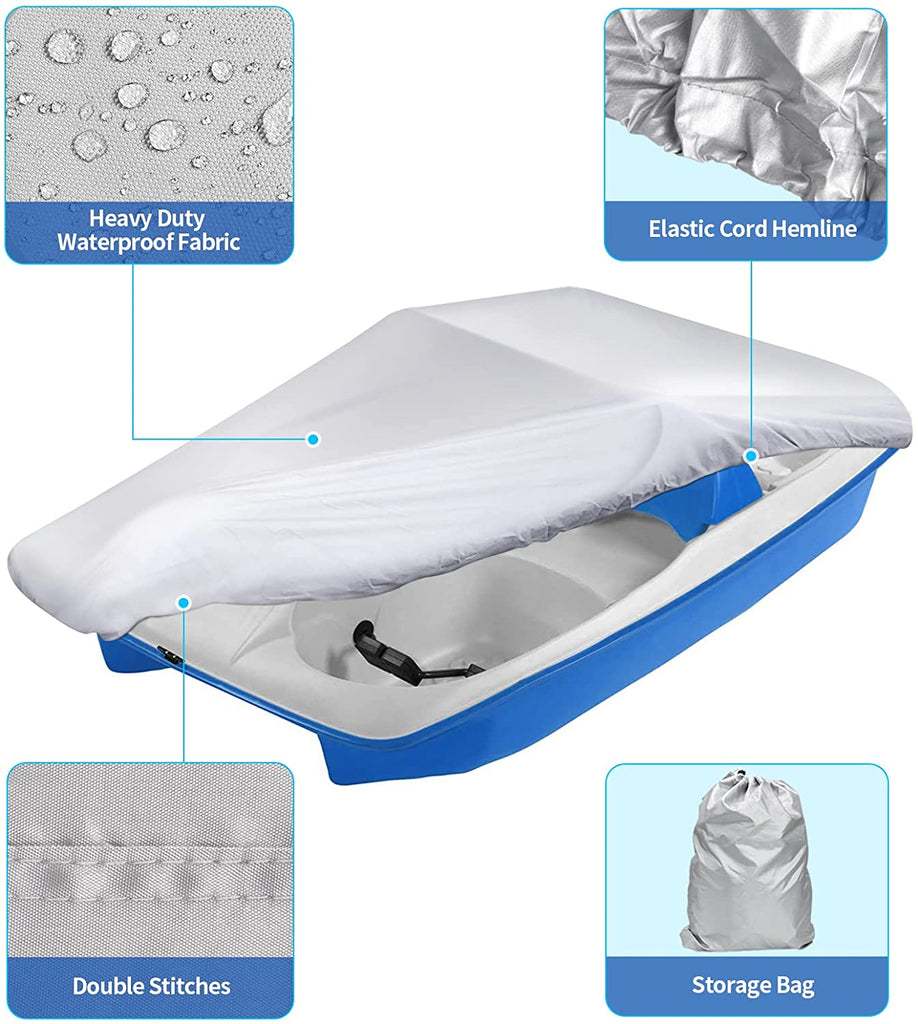 iCOVER Pedal Boat Cover, Fits 3 or 5 Person Paddle Boat Water Proof Heavy Duty Boat Cover, Grey