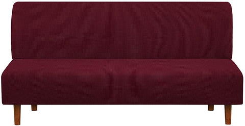 Armless Futon Slipcover, iCOVER High Stretchy Sofa Bed Couch Cover, Machine Washable Spandex Jacquard Fabric