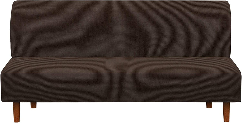 Armless Futon Slipcover, iCOVER High Stretchy Sofa Bed Couch Cover, Machine Washable Spandex Jacquard Fabric