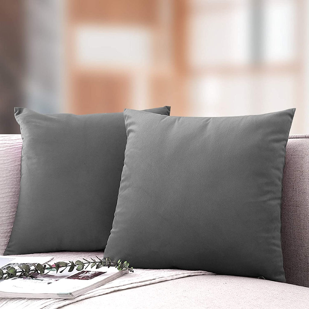 iCOVER Throw Pillow Covers Pack of 2, Square Velvet Decorative Cushion Cases, Soft Throw Pillow Cases for Couch Sofa Bed Bench Car,16"x16",Beige