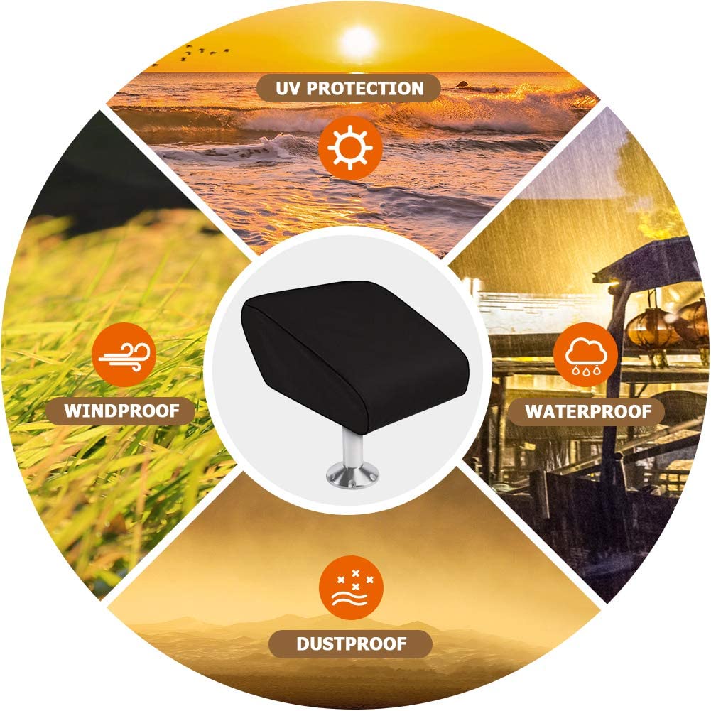 iCOVER Boat Folding Seat Cover-2 Pack 600 Denier Canvas Waterproof Heavy-Duty Weather Resistant Material Trailerable Fishing Chair Cover