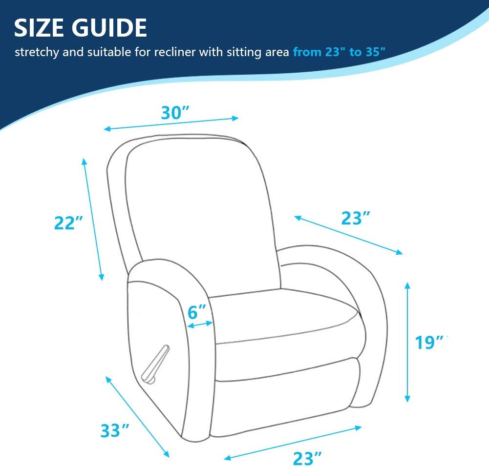 Recliner Sofa Slipcover, iCOVER Four Piece High Stretchy Reclining Chair Cover, Machine Washable Spandex Jacquard Fabric, Bottom Elastic Easy to Install, Non-Slip Furniture Protector