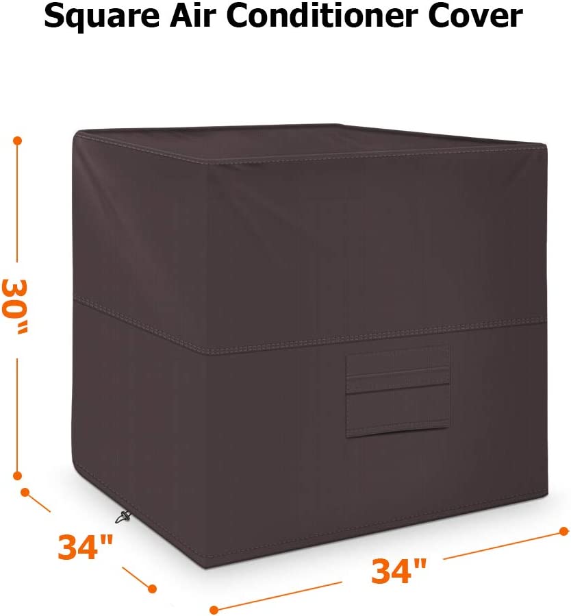 iCOVER Air Conditioner Cover for Outside Units 34 x 34 x 30 inches Heavy Duty Premium 600D Water Proof Ripstop Fabric - Outdoor Square AC Covers