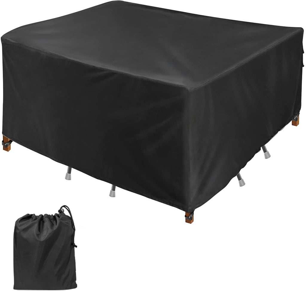 iCOVER Patio Table Cover, Fits 56-138in Patio Furniture Cover, Easy On/Off, Waterproof Dustproof Cover for Outdoor Dining Table Set