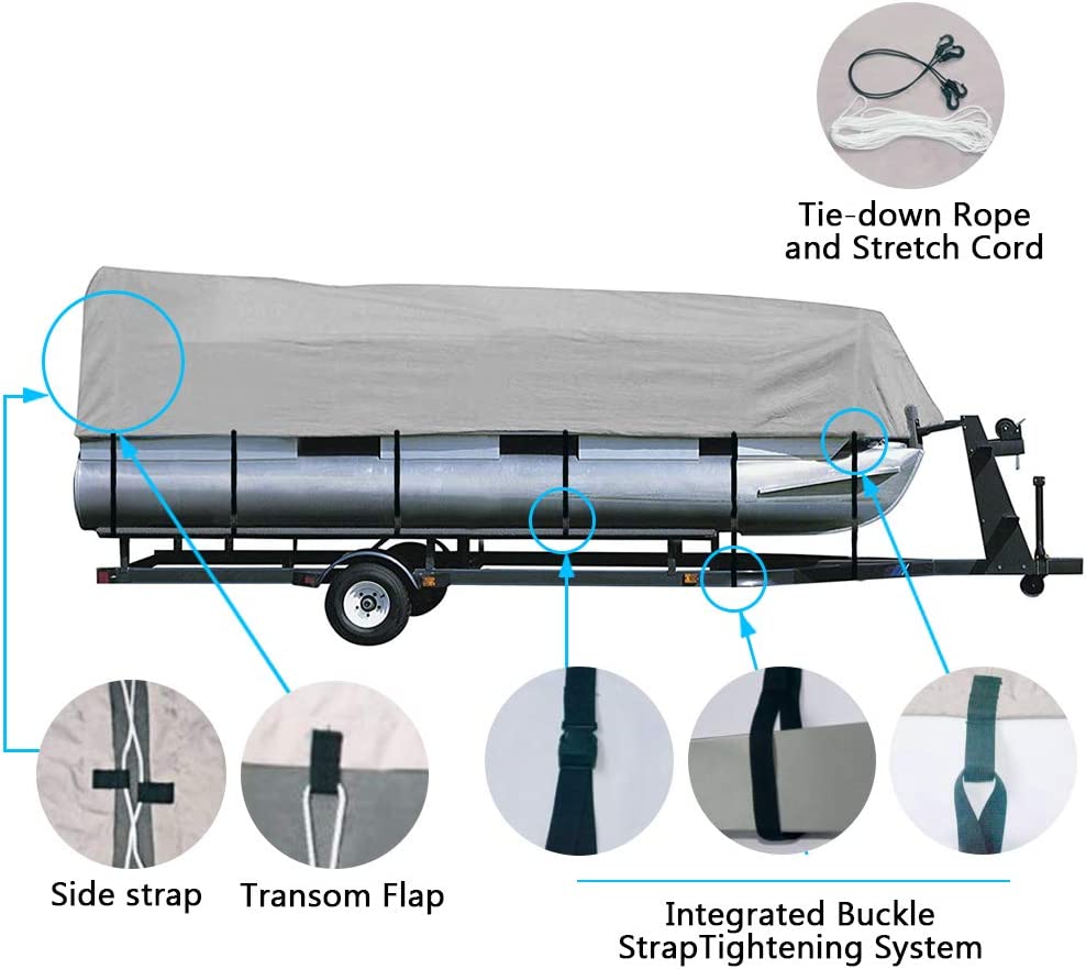 iCOVER Trailerable Pontoon Boat Cover, Fits 17 to 28ft Long & Beam Width up to 102in Pontoon Boat with Storage Bag