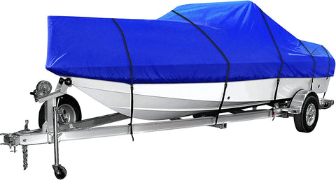 iCOVER Trailerable Cuddy Cabin Boat Cover- Waterproof Heavy Duty 600D Marine Grade Polyester for Cuddy Cabin Support Pole Included