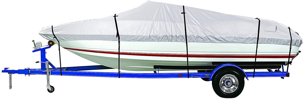 iCOVER Trailerable Boat Cover, Heavy Duty Waterproof UV Resistant Marine Grade Polyester Fits V-Hull,TRI-Hull,Pro-Style,Fishing Boat,Runabout,Bass Boat