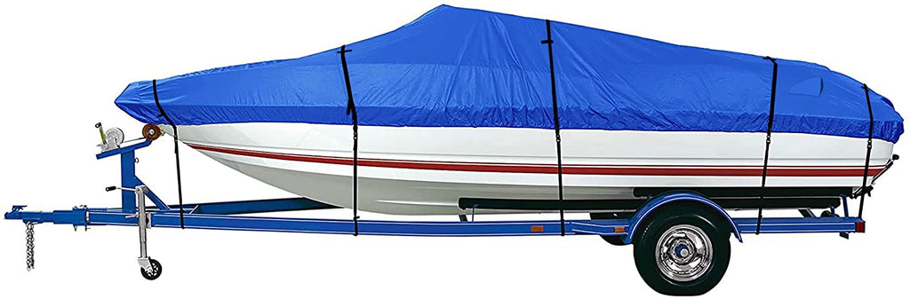 iCOVER Trailerable Boat Cover, Heavy Duty Waterproof UV Resistant Marine Grade Polyester Fits V-Hull,TRI-Hull,Pro-Style,Fishing Boat,Runabout,Bass Boat