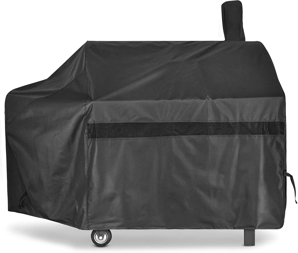 i COVER 60 Inch 600D Heavy-Duty Premium Classic Outdoor Canvas BBQ Barbecue Off-Set Khaki Smoker Cover for Weber for Char-Broil for Brinkmann for Nexgrill
