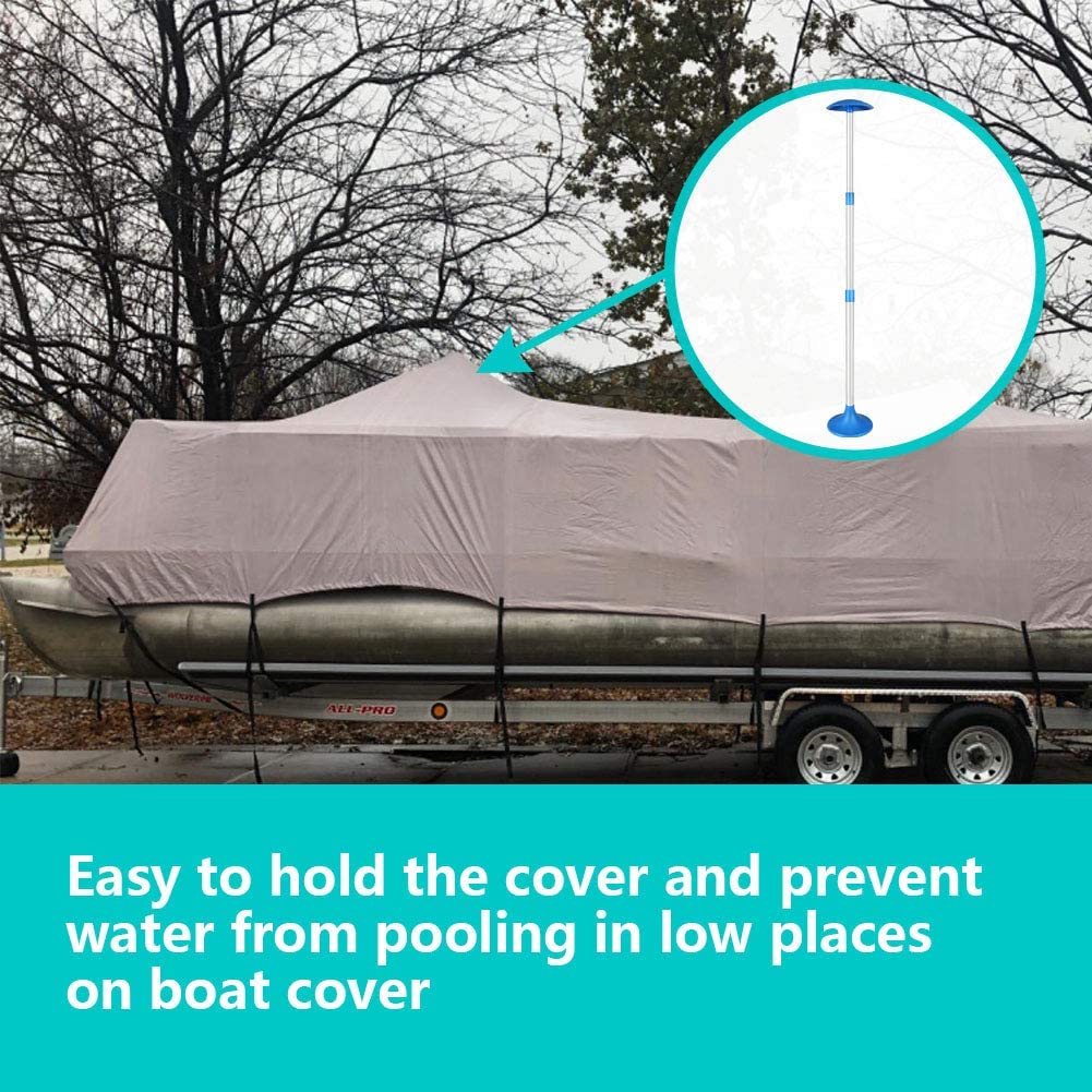 iCOVER Boat Cover Support Pole System-Height Adjustable Aluminum Telescoping Pole and Webbing Strap Prevent Water from Sagging