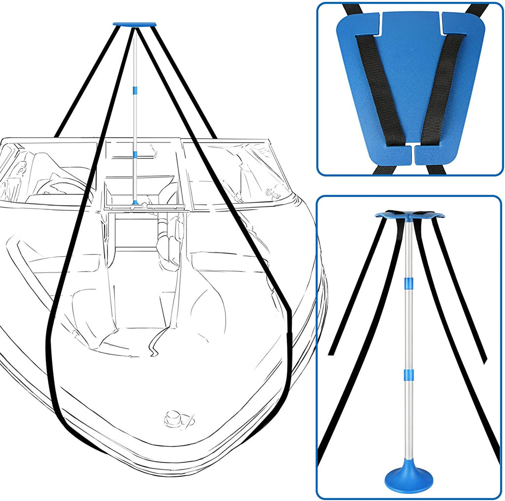 iCOVER Boat Cover Support Pole System-Height Adjustable Aluminum Telescoping Pole and Webbing Strap Prevent Water from Sagging